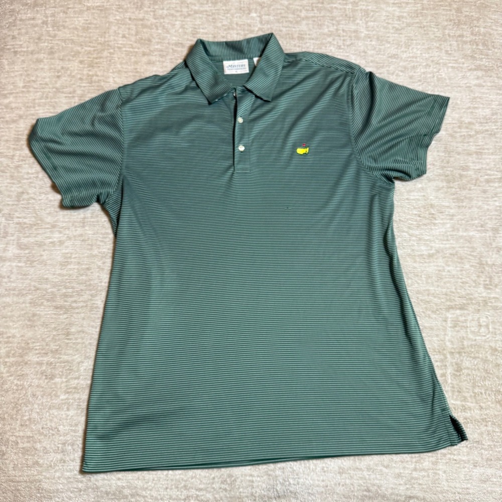 Masters Performance Golf Polo Shirt XL Green‎ Striped Augusta National